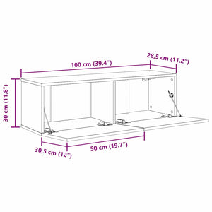 Ντουλάπι TV 2 pcs Μαύρο 100 x 30 x 30 cm Επεξεργασμένο ξύλο - Pakobazaar