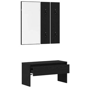 Σετ επίπλων χωλ με συρτάρι 4 pcs Μαύρη Οξυά Επεξεργασμένο ξύλο - Pakobazaar