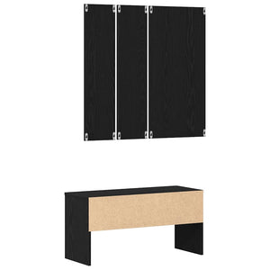 Σετ επίπλων χωλ με συρτάρι 4 pcs Μαύρη Οξυά Επεξεργασμένο ξύλο - Pakobazaar