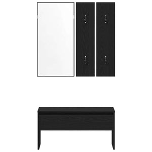 Σετ επίπλων χωλ με συρτάρι 4 pcs Μαύρη Οξυά Επεξεργασμένο ξύλο - Pakobazaar
