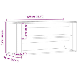 Παγκάκι Παπουτσιών Μαύρο Δρυς 100x35x45 εκ. από Τεχνητό Ξύλο - Pakobazaar