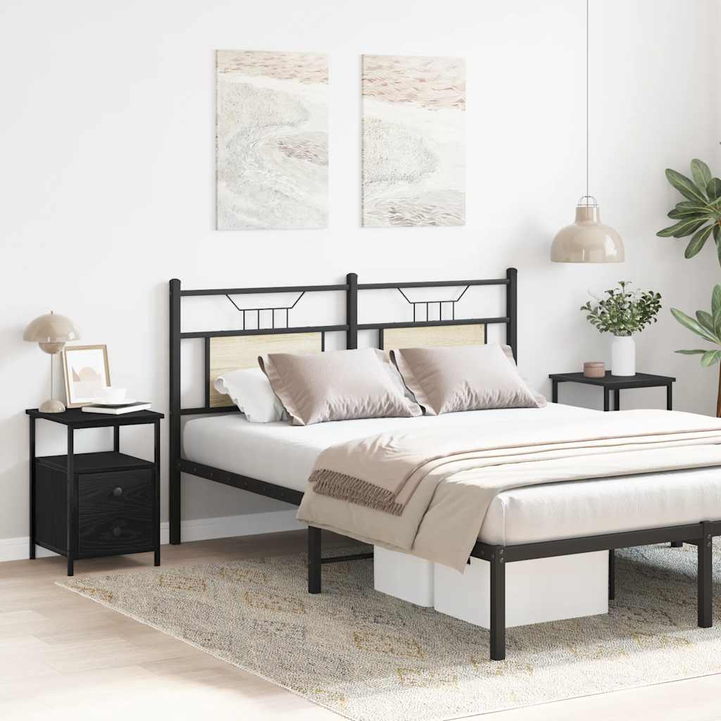 Κομοδίνα 2 τεμ. Μαύρη Δρυς 34x35,5x50 εκ. από Τεχνητό Ξύλο