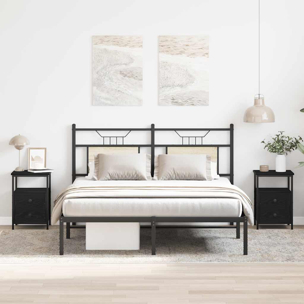 Κομοδίνα 2 τεμ. Μαύρη Δρυς 34x35,5x50 εκ. από Τεχνητό Ξύλο