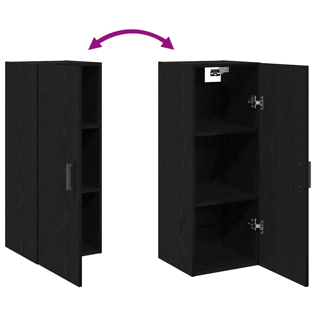 Ντουλάπι Τοίχου Μαύρο Δρυς 34,5x34x90 εκ. από Τεχνητό Ξύλο