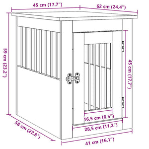 Έπιπλα Κλουβιού για Σκύλους Μαύρο Δρυς 45 x 62 x 59 εκ. από Τεχνητό Ξύλο - Pakobazaar