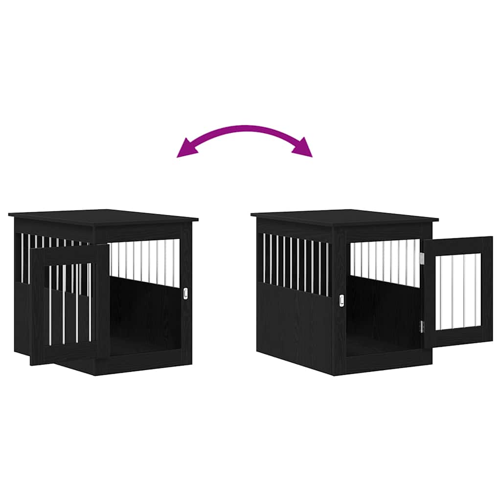 Έπιπλα Κλουβιού για Σκύλους Μαύρο Δρυς 55x75x65 εκ. από Τεχνητό Ξύλο - Pakobazaar