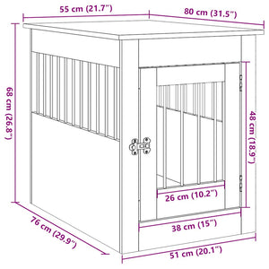 Έπιπλα Κλουβιού για Σκύλους Μαύρο Δρυς 55x80x68 εκ. από Τεχνητό Ξύλο