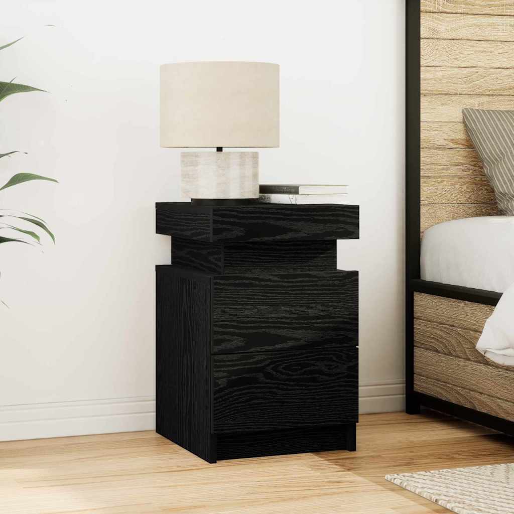 Κομοδίνο 2 pcs Μαύρη Οξυά 35 x 39 x 55 εκ. Επεξεργασμένο ξύλο - Pakobazaar