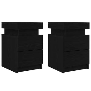 Κομοδίνο 2 pcs Μαύρη Οξυά 35 x 39 x 55 εκ. Επεξεργασμένο ξύλο - Pakobazaar