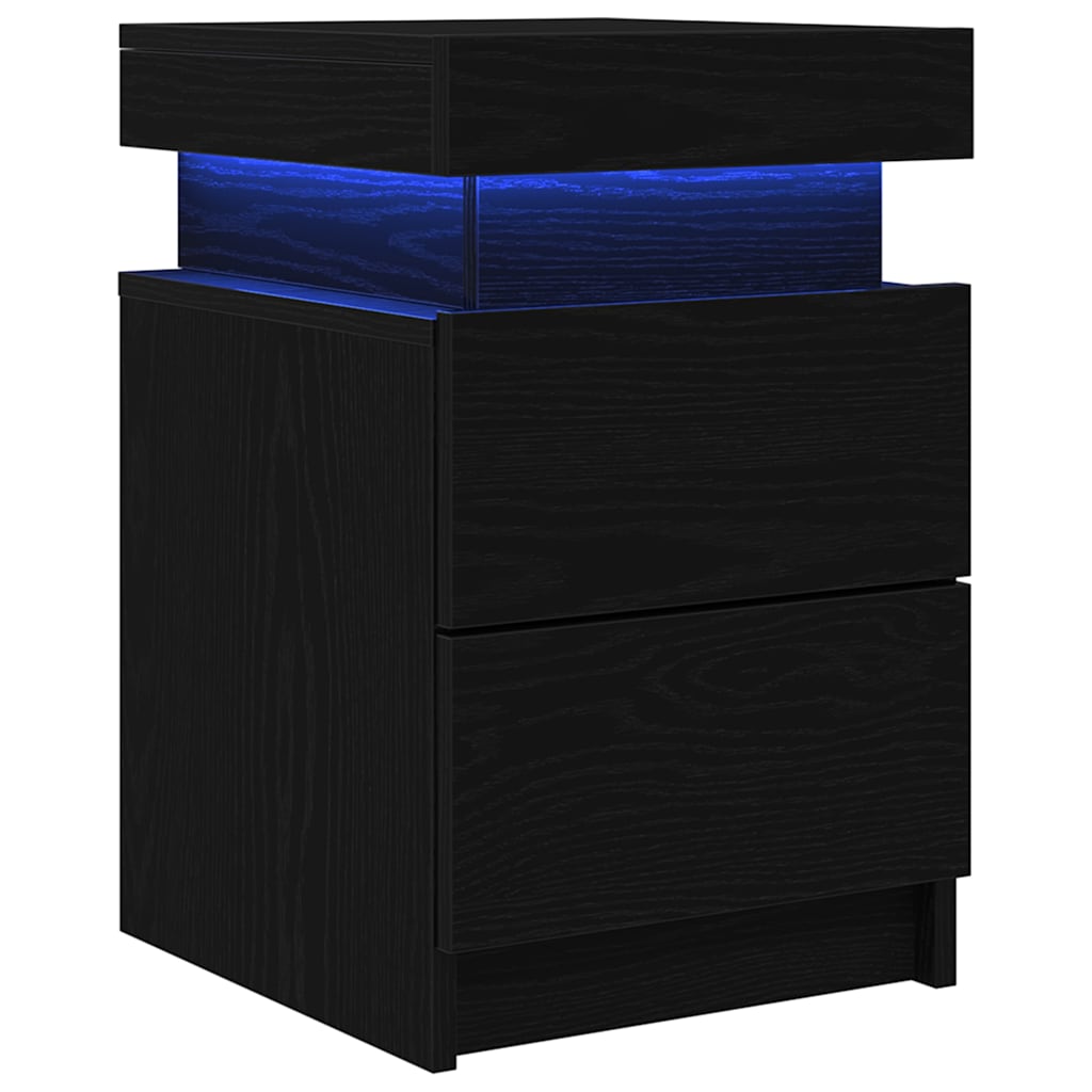 Κομοδίνο 2 pcs Μαύρη Οξυά 35 x 39 x 55 εκ. Επεξεργασμένο ξύλο - Pakobazaar