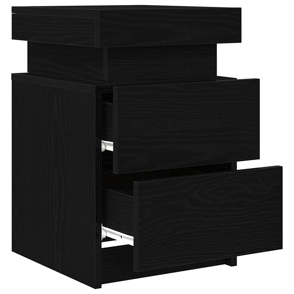 Κομοδίνο 2 pcs Μαύρη Οξυά 35 x 39 x 55 εκ. Επεξεργασμένο ξύλο - Pakobazaar