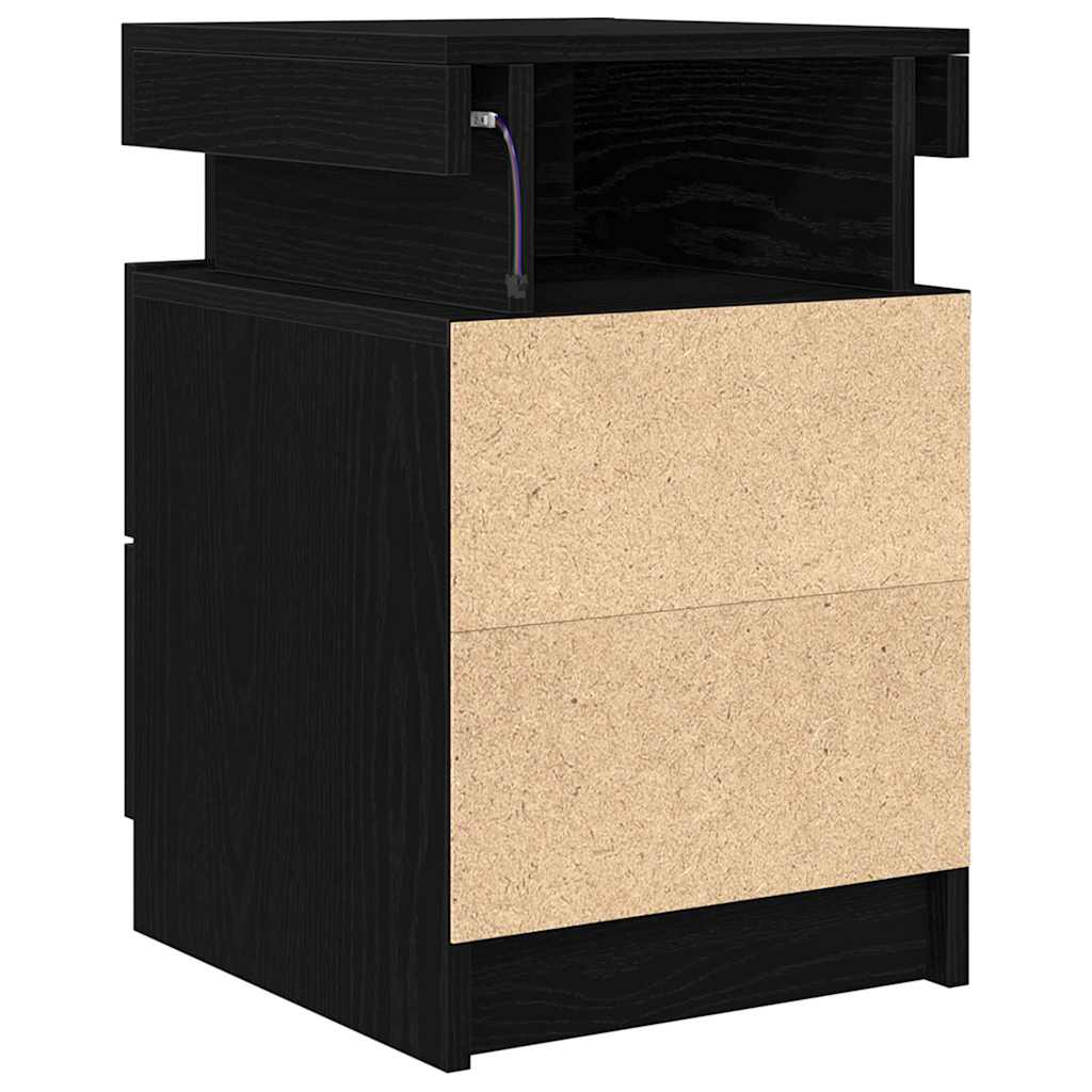 Κομοδίνο 2 pcs Μαύρη Οξυά 35 x 39 x 55 εκ. Επεξεργασμένο ξύλο - Pakobazaar