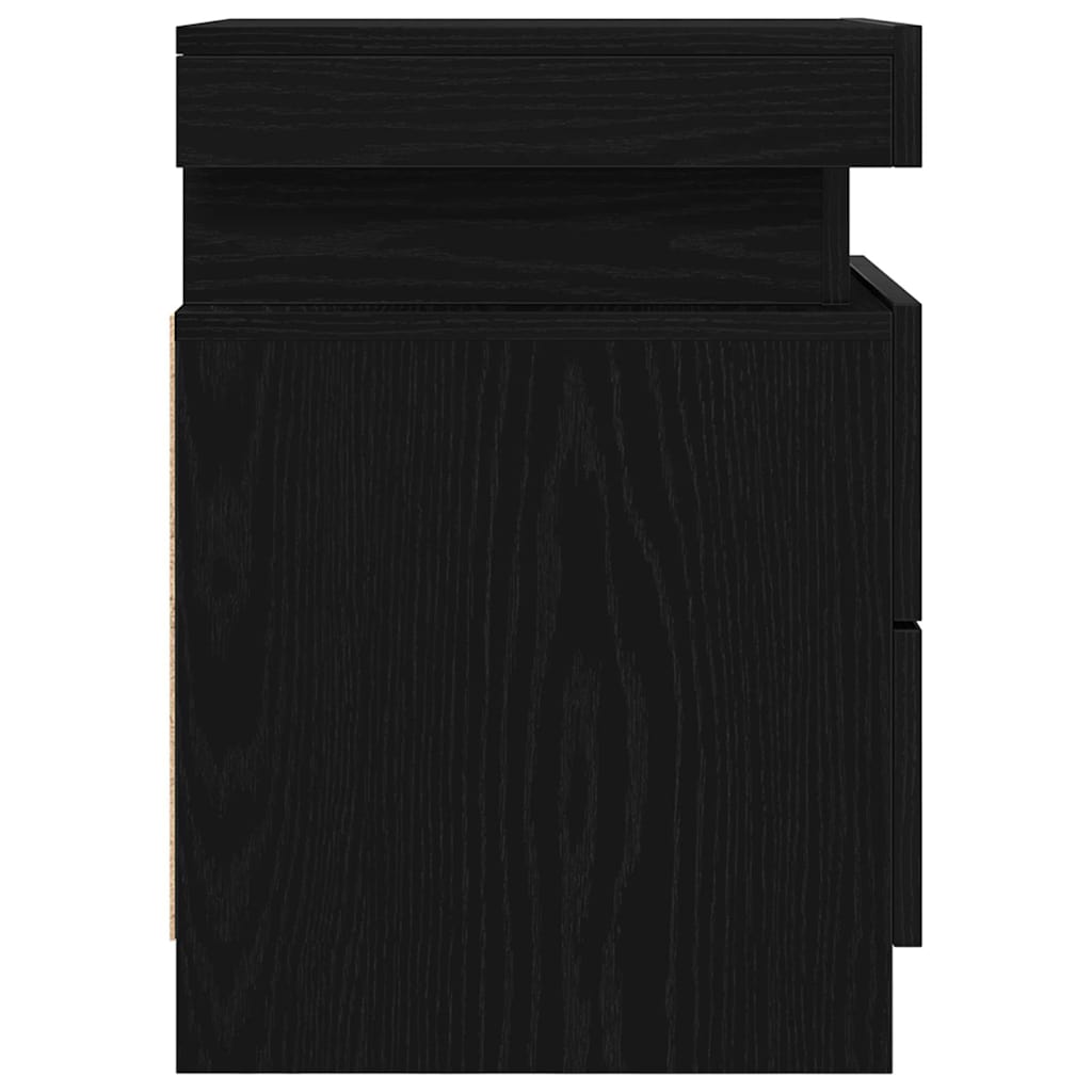 Κομοδίνο 2 pcs Μαύρη Οξυά 35 x 39 x 55 εκ. Επεξεργασμένο ξύλο - Pakobazaar