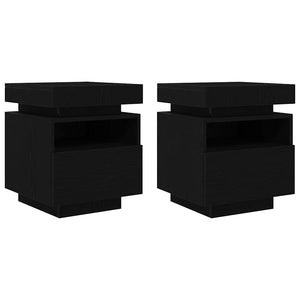 Κομοδίνο 2 pcs Μαύρη Οξυά 40 x 39 x 48,5 εκ. Επεξεργασμένο ξύλο - Pakobazaar