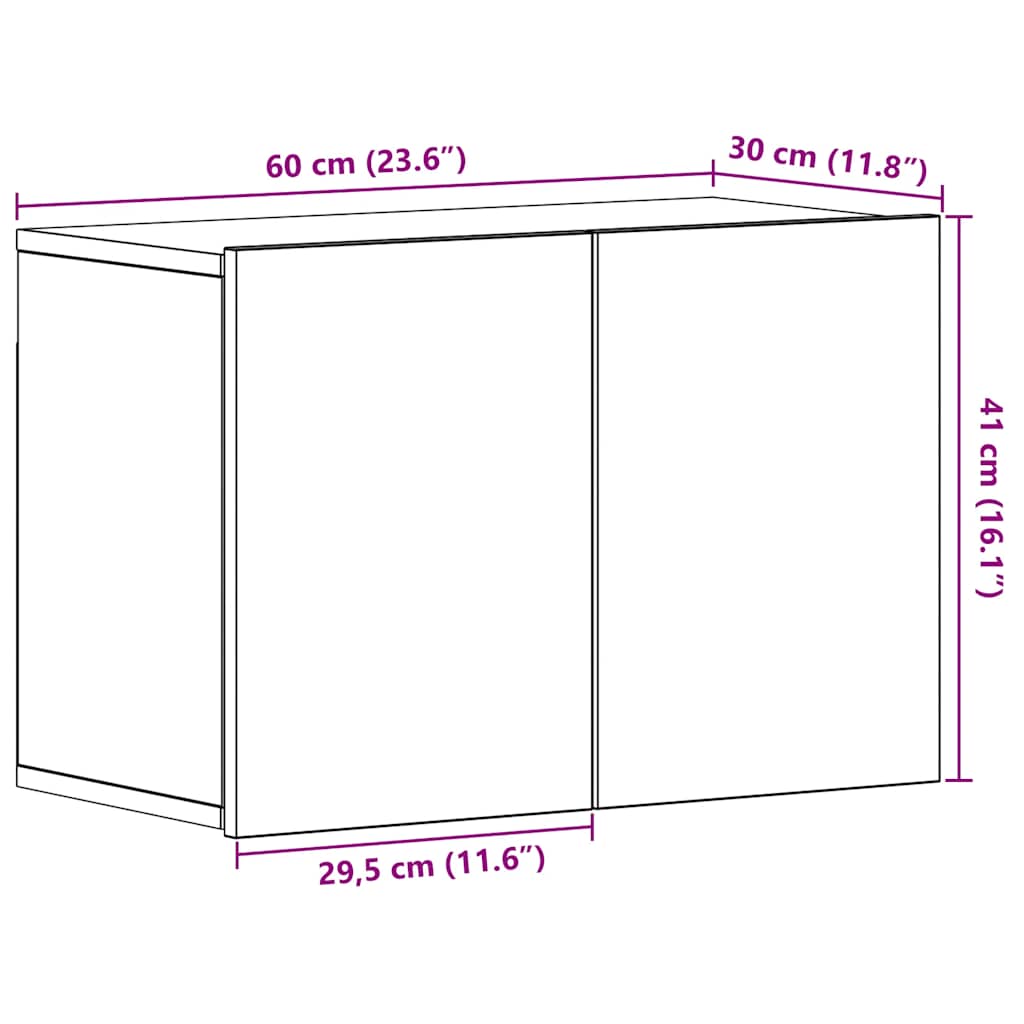 Έπιπλο Τηλεόρασης Μαύρο Δρυς 60x30x41 εκ. από Τεχνητό Ξύλο
