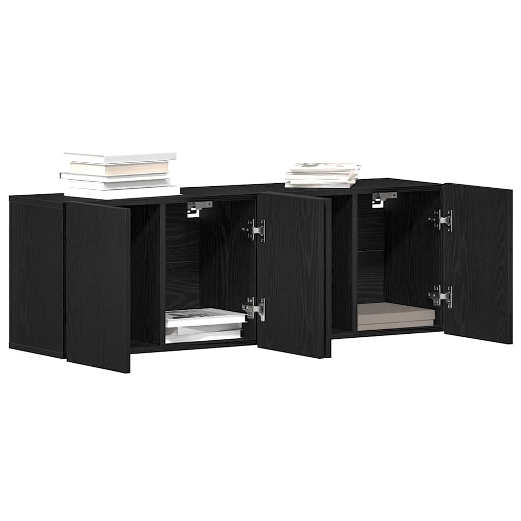 Ντουλάπια Τηλεόρασης 2 τεμ. Μαύρο Δρυς 120x30x41 εκ. από Τεχνητό Ξύλο