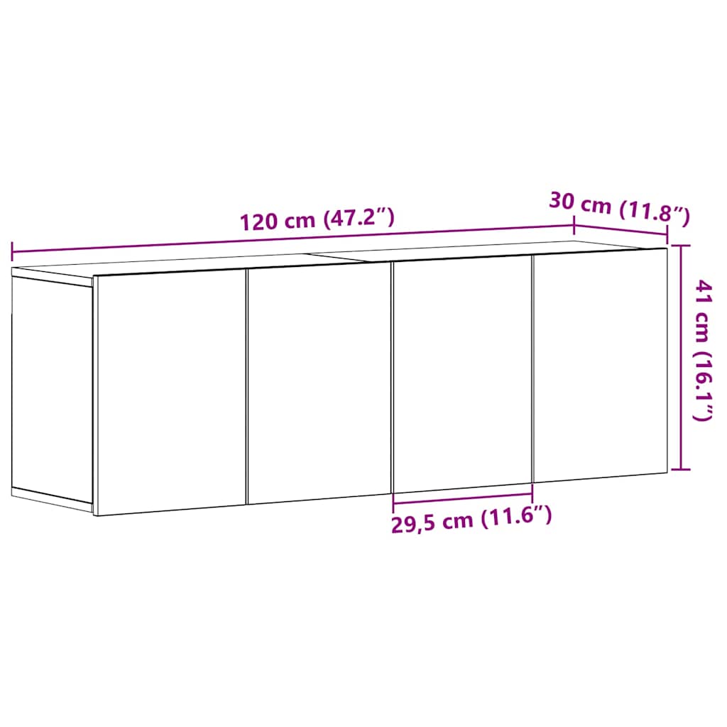 Ντουλάπια Τηλεόρασης 2 τεμ. Μαύρο Δρυς 120x30x41 εκ. από Τεχνητό Ξύλο
