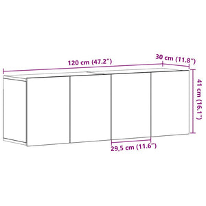 Ντουλάπια Τηλεόρασης 2 τεμ. Μαύρο Δρυς 120x30x41 εκ. από Τεχνητό Ξύλο