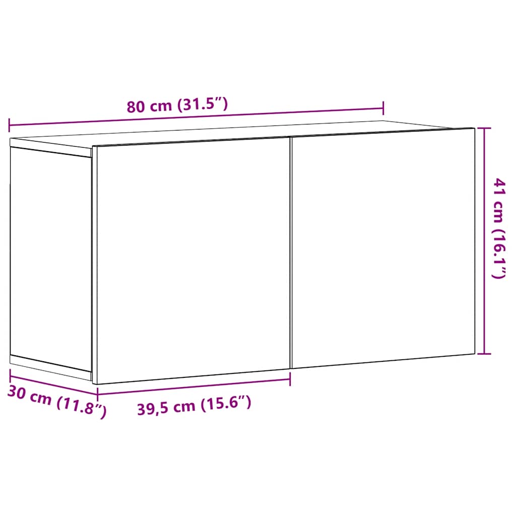 Έπιπλο Τηλεόρασης Μαύρο Δρυς 80x30x41 εκ. από Τεχνητό Ξύλο - Pakobazaar