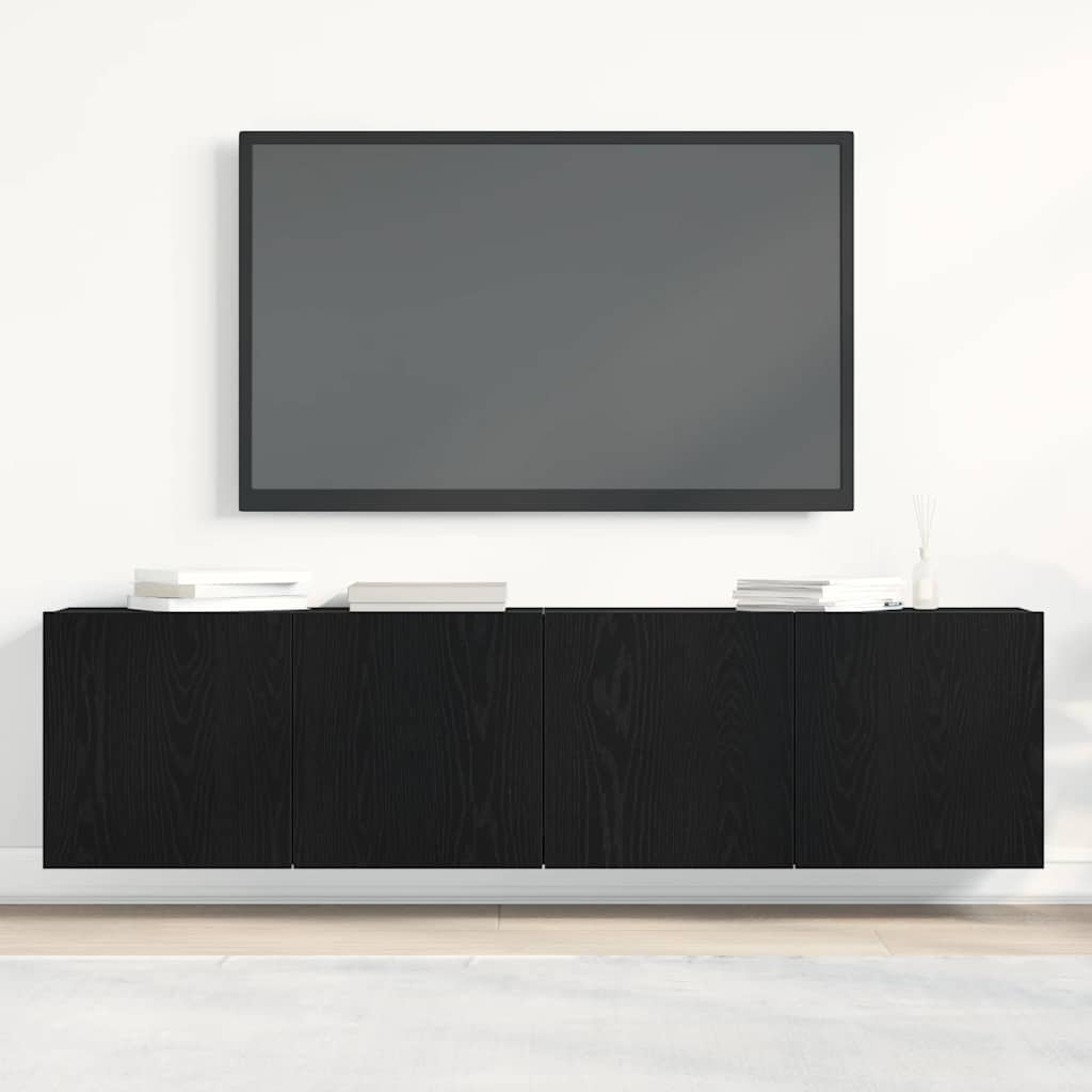 Ντουλάπια Τηλεόρασης 2 τεμ. Μαύρο Δρυς 160x30x41 εκ. από Τεχνητό Ξύλο - Pakobazaar