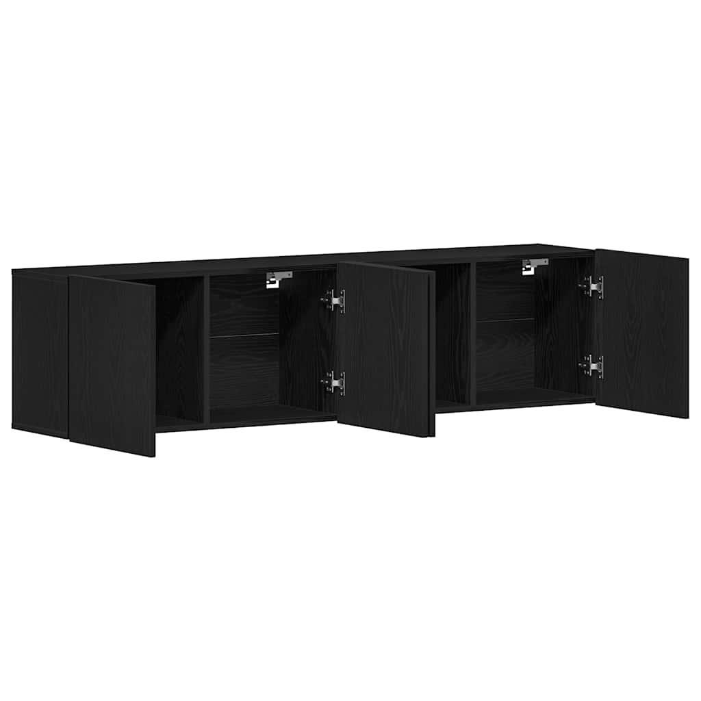 Ντουλάπια Τηλεόρασης 2 τεμ. Μαύρο Δρυς 160x30x41 εκ. από Τεχνητό Ξύλο - Pakobazaar