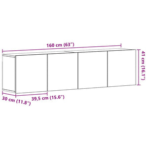 Ντουλάπια Τηλεόρασης 2 τεμ. Μαύρο Δρυς 160x30x41 εκ. από Τεχνητό Ξύλο - Pakobazaar