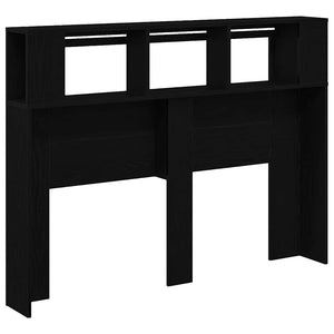 LED κεφαλάρι με ράφι Μαύρη δρυς 140 x 18.5 x 103.5 εκ - Pakobazaar