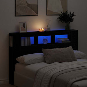 LED κεφαλάρι με ράφι Μαύρη δρυς 160 x 18.5 x 103.5 εκ - Pakobazaar