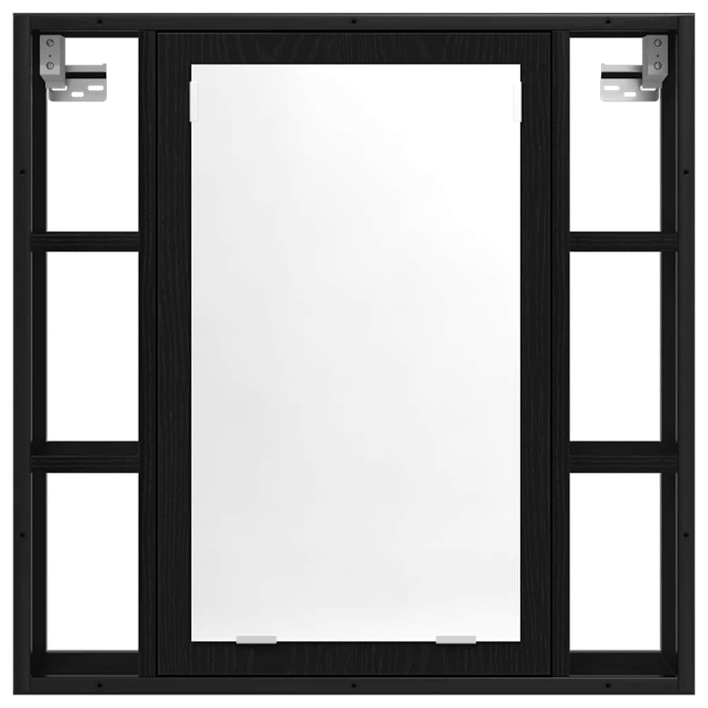 Ντουλάπι Καθρέφτη Μπάνιου Μαύρο Δρυς 60x16x60 εκ. από Τεχνητό Ξύλο