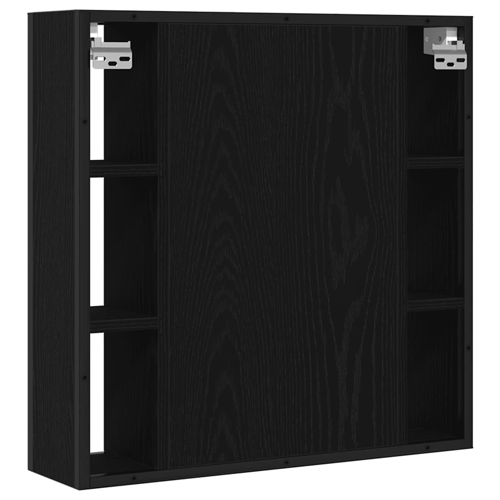 Ντουλάπι Καθρέφτη Μπάνιου Μαύρο Δρυς 60x16x60 εκ. από Τεχνητό Ξύλο