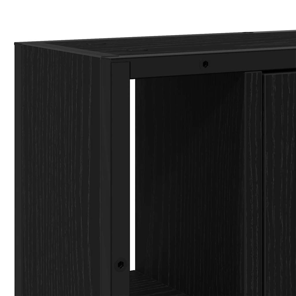 Ντουλάπι Καθρέφτη Μπάνιου Μαύρο Δρυς 60x16x60 εκ. από Τεχνητό Ξύλο