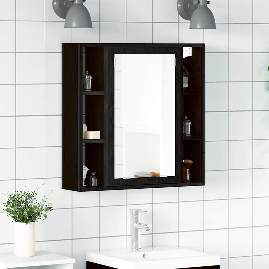 Ντουλάπι Καθρέφτη Μπάνιου Μαύρο Δρυς 60x16x60 εκ. από Τεχνητό Ξύλο