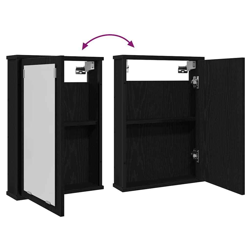 Ντουλάπι Καθρέφτη Μπάνιου Μαύρο Δρυς 42 x 12 x 60 εκ. από Τεχνητό Ξύλο - Pakobazaar