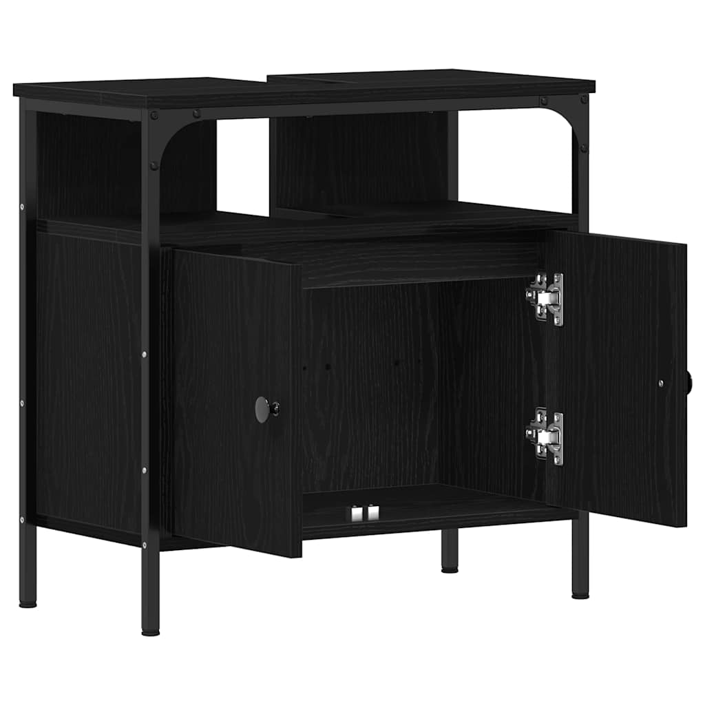 Ντουλάπι Νιπτήρα Μπάνιου Μαύρο Δρυς 60x30x60 εκ. από Τεχνητό Ξύλο - Pakobazaar