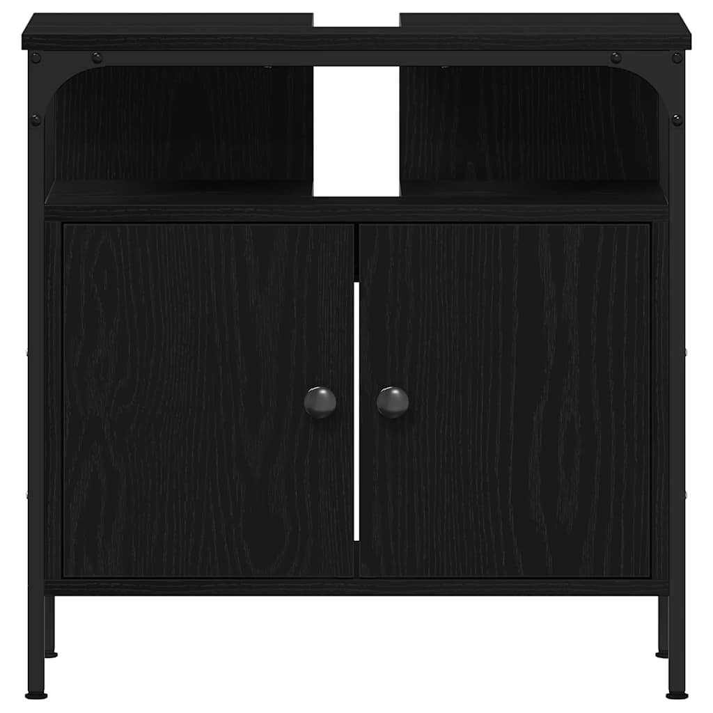 Ντουλάπι Νιπτήρα Μπάνιου Μαύρο Δρυς 60x30x60 εκ. από Τεχνητό Ξύλο - Pakobazaar