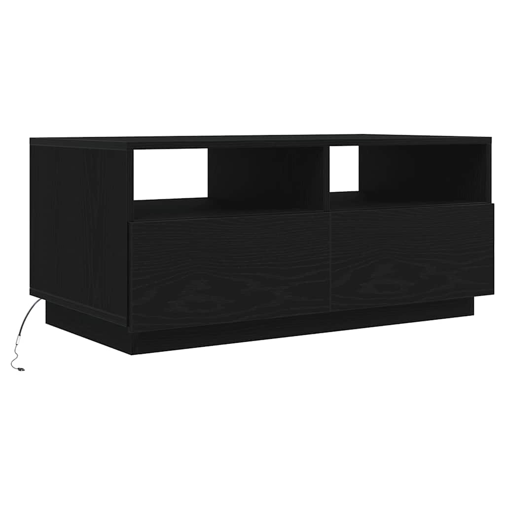 Τραπεζάκι Σαλονιού με Φωτάκια LED Μαύρη Δρυς 90x49x40 εκ. - Pakobazaar