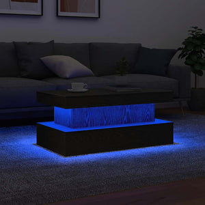 Τραπεζάκι Σαλονιού με Φωτάκια LED Μαύρη Δρυς 90x50x40 εκ. - Pakobazaar