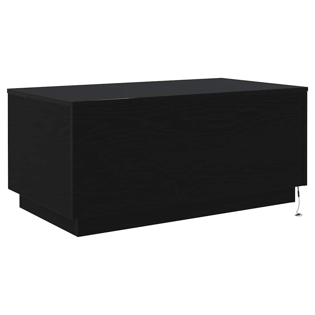 Τραπεζάκι Σαλονιού με Φωτάκια LED Μαύρη Δρυς 90x50x40 εκ. - Pakobazaar