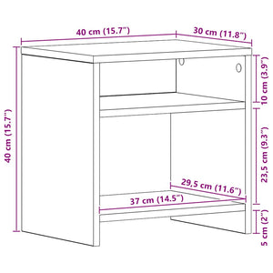 Κομοδίνο Μαύρο Δρυς 40 x 30 x 40 εκ. από Επεξεργασμένο Ξύλο - Pakobazaar