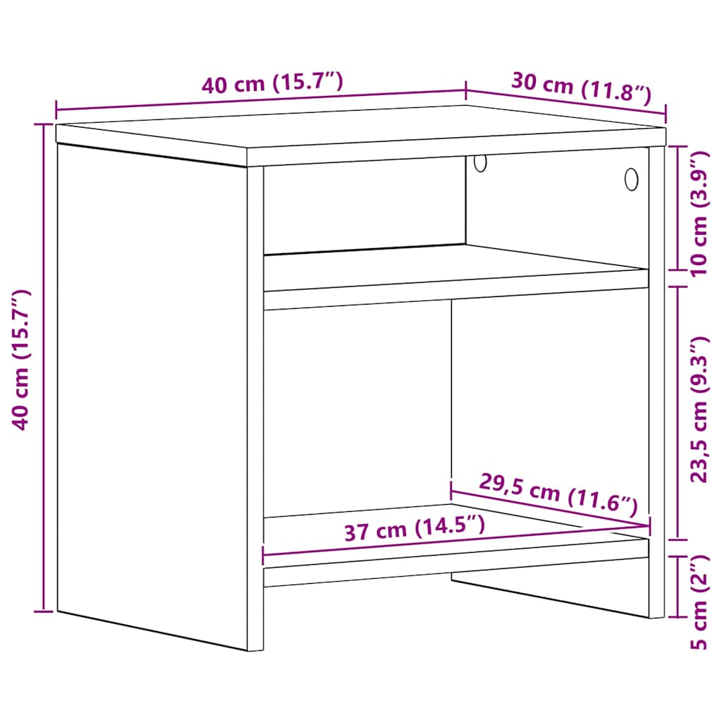 Κομοδίνα 2 τεμ. Μαύρη Δρυς 40x30x40 εκ. από Τεχνητό Ξύλο - Pakobazaar