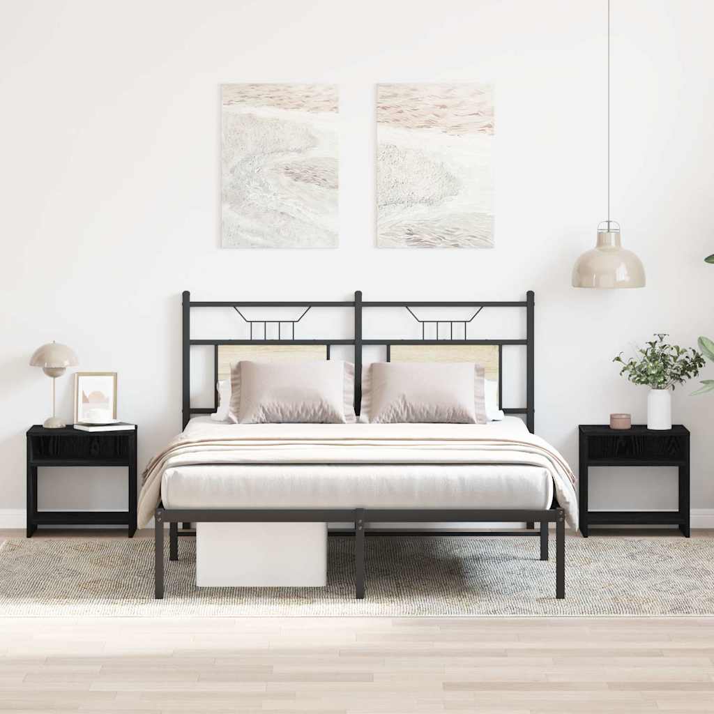 Κομοδίνα 2 τεμ. Μαύρη Δρυς 40x30x40 εκ. από Τεχνητό Ξύλο - Pakobazaar