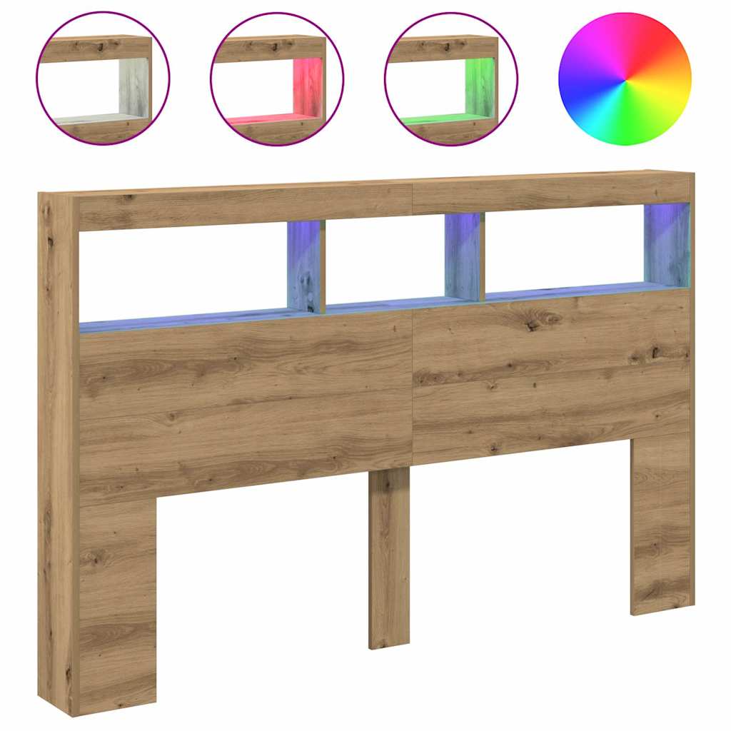 Κεφαλάρι με Αποθηκευτικό Χώρο & LED Artisan Δρυς 160x17x102 εκ. - Pakobazaar
