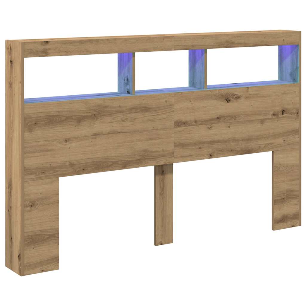 Κεφαλάρι με Αποθηκευτικό Χώρο & LED Artisan Δρυς 160x17x102 εκ. - Pakobazaar