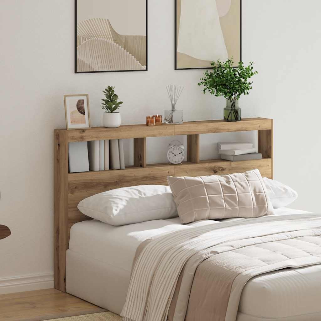 Κεφαλάρι με Αποθηκευτικό Χώρο & LED Artisan Δρυς 160x17x102 εκ. - Pakobazaar