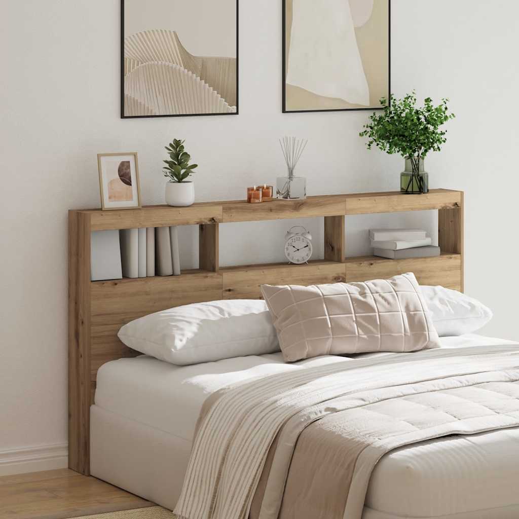 Κεφαλάρι με Αποθηκευτικό Χώρο & LED Artisan Δρυς 180x17x102 εκ. - Pakobazaar