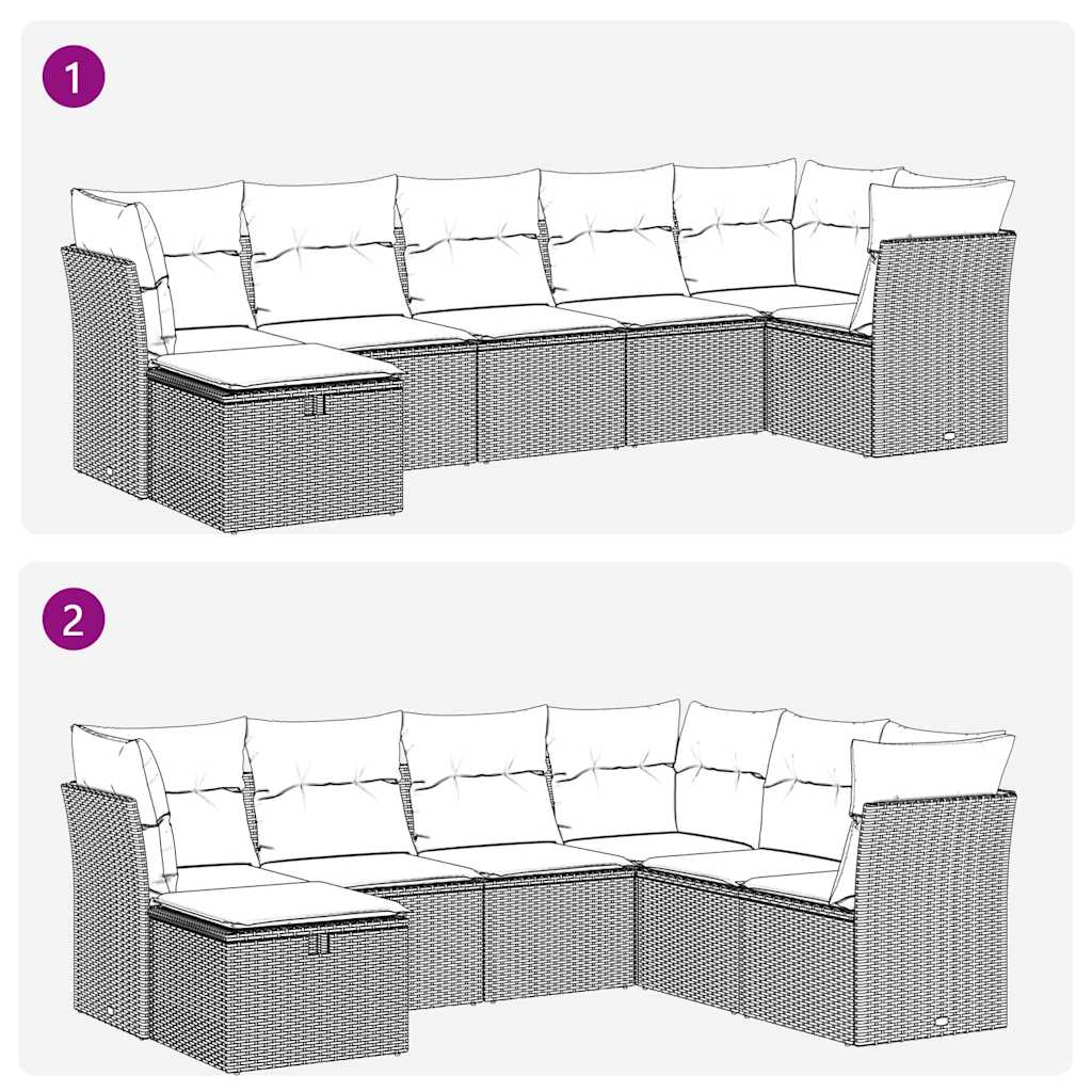 Σαλόνι Κήπου Σετ 7 τεμ. Μπεζ Συνθετικό Ρατάν με Μαξιλάρια