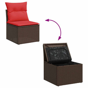 Σαλόνι Κήπου Σετ 8 Τεμαχίων Καφέ Συνθετικό Ρατάν με Μαξιλάρια
