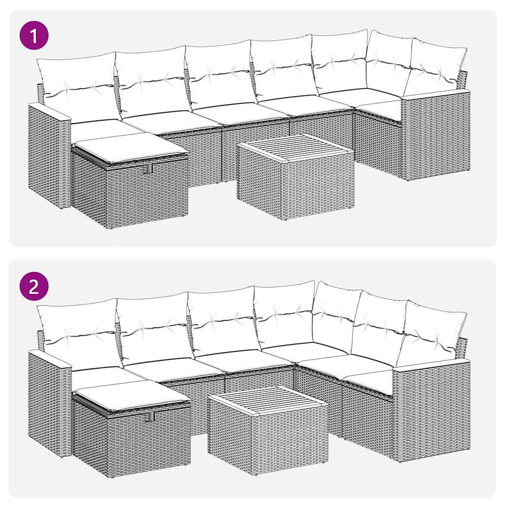 Σαλόνι Κήπου 8 Τεμαχίων Μαύρο από Συνθετικό Ρατάν με Μαξιλάρια - Pakobazaar