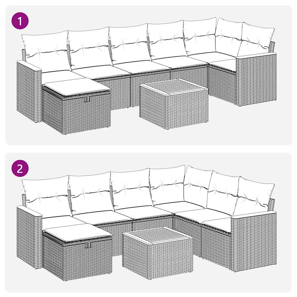 Σαλόνι Κήπου Σετ 8 τεμ. Μπεζ Συνθετικό Ρατάν με Μαξιλάρια - Pakobazaar