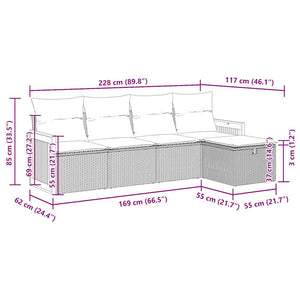 Σετ Καναπέ Κήπου 5 τεμ. Μπεζ Συνθετικό Ρατάν με Μαξιλάρι - Pakobazaar